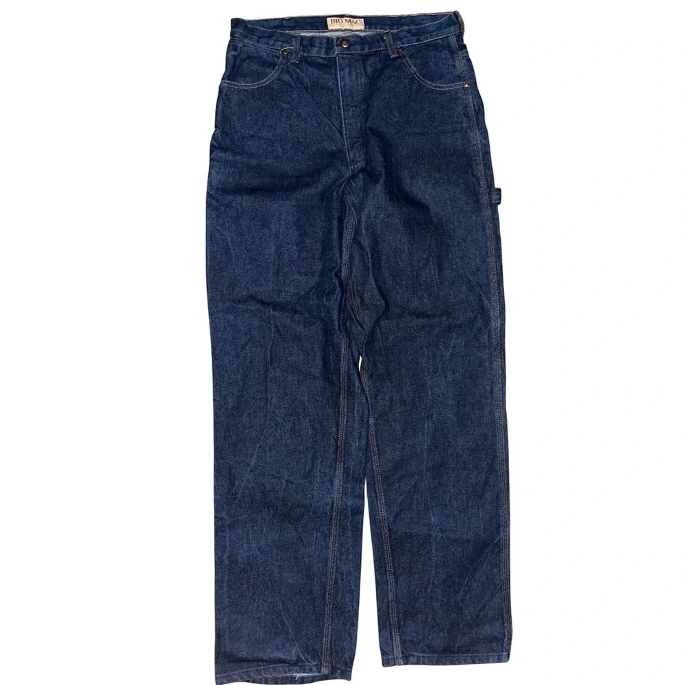 Big Mac Mens Carpenter Jeans Dark Wash Denim Utility Workwear Pants 36x34